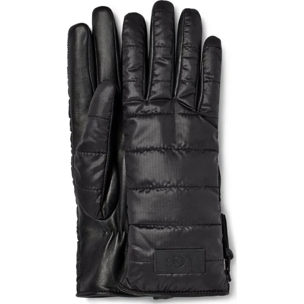 UGG Women's Black Sherpa Fabric Glove With Zipper Touch Screen Performan…
